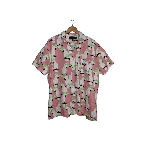 five points new york Other - Pink Five points pink button up with white parrot pattern